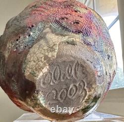 Bruce Odell Studio Art Raku Pottery Medium Vase Metallic Iridescent Bruce Odell Studio Art Raku Pottery Medium Vase Metallic Iridescent