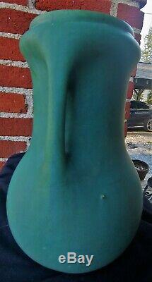 Brush McCoy Teco style matte green two handled arts and crafts vase