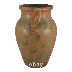 Burley Winter 1930s Arts And Crafts Pottery Mottled Brown Twist Handled Vase