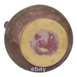 Burley Winter 1930s Arts And Crafts Pottery Purple Handled Mottled Ceramic Vase