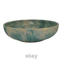 Burley Winter 1930s Vintage Arts And Crafts Pottery Mottled Green Large Bowl