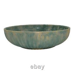 Burley Winter 1930s Vintage Arts And Crafts Pottery Mottled Green Large Bowl