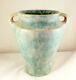 Burley Winter Arts And Crafts Handled Vase Green Blended Matte Glaze Vintage