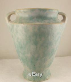 Burley Winter Arts and Crafts handled vase green blended matte glaze