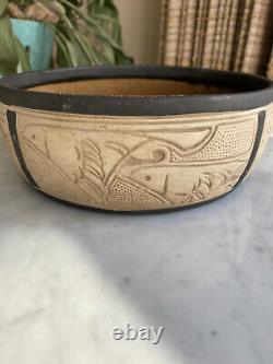 Burntwood Eagle Falcon Weller Pottery bowl Arts Crafts-Mission style