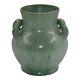 Bybee Kentucky 1920s Vintage Arts And Crafts Pottery Matte Green Handled Vase