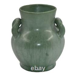 Bybee Kentucky 1920s Vintage Arts And Crafts Pottery Matte Green Handled Vase