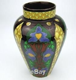 C1900 Wileman Foley Arts & Crafts English Pottery Vase INTARSIO Frederick Rhead
