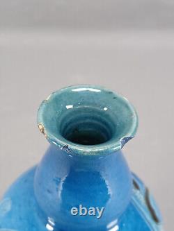 CH Brannam Blue & Green Arts & Crafts Art Pottery Fish Vase Circa 1909