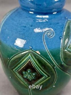 CH Brannam Blue & Green Arts & Crafts Art Pottery Fish Vase Circa 1909