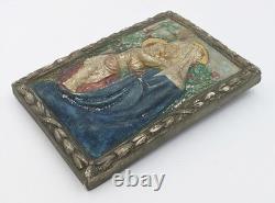 COMPTON POTTERS GUILD ARTS & CRAFTS POTTERY PLAQUE OF THE VIRGIN & CHILD c1920