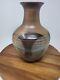 California Studio Pottery Bulbous Vase Overlapping Glaze Circles Large 13.25