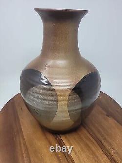 California Studio Pottery BULBOUS VASE Overlapping Glaze Circles LARGE 13.25