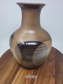 California Studio Pottery BULBOUS VASE Overlapping Glaze Circles LARGE 13.25