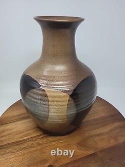 California Studio Pottery BULBOUS VASE Overlapping Glaze Circles LARGE 13.25