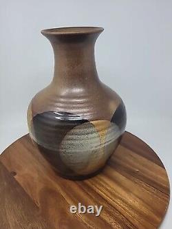 California Studio Pottery BULBOUS VASE Overlapping Glaze Circles LARGE 13.25