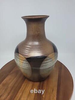 California Studio Pottery BULBOUS VASE Overlapping Glaze Circles LARGE 13.25