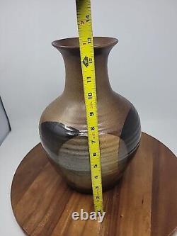 California Studio Pottery BULBOUS VASE Overlapping Glaze Circles LARGE 13.25