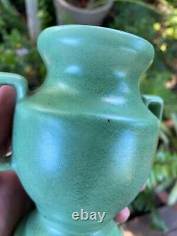 Camark Arts Crafts Matte Green Curdled Vase Arkansas Southern Pottery FREE SHIP