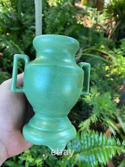 Camark Arts Crafts Matte Green Curdled Vase Arkansas Southern Pottery FREE SHIP