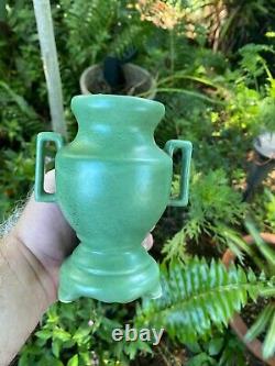 Camark Arts Crafts Matte Green Curdled Vase Arkansas Southern Pottery FREE SHIP