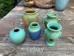 Camark Arts Crafts Matte Green Curdled Vase Arkansas Southern Pottery FREE SHIP