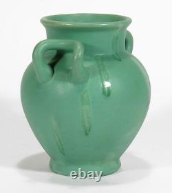 Camark Pottery matte green Arts & Crafts 2 handled drip vase Camden Arkansas