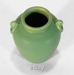 Camark Pottery matte green Arts & Crafts ring handled vase Camden Arkansas