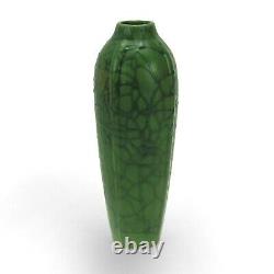 Cambridge Pottery matte green arts & crafts web alligator glaze design vase