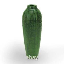 Cambridge Pottery matte green arts & crafts web alligator glaze design vase