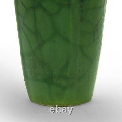 Cambridge Pottery matte green arts & crafts web alligator glaze design vase