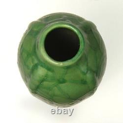 Cambridge Pottery matte green arts & crafts web alligator glaze design vase