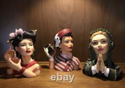 Cameo Girls Head Vase Set Of 3