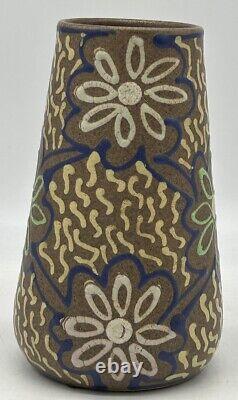 Carl Gebauer Art & Crafts Slip Paint Vase Germany, 1920's