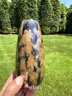Cat's Eye Flambe Glazed Arts & Crafts Mission Style Cabinet Vase Metallic Luster