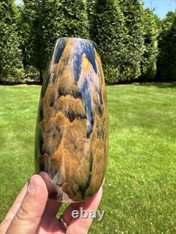 Cat's Eye Flambe Glazed Arts & Crafts Mission Style Cabinet Vase Metallic Luster