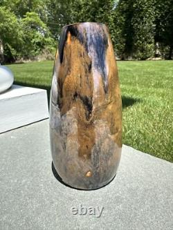 Cat's Eye Flambe Glazed Arts & Crafts Mission Style Cabinet Vase Metallic Luster