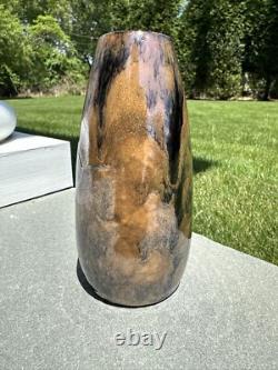 Cat's Eye Flambe Glazed Arts & Crafts Mission Style Cabinet Vase Metallic Luster