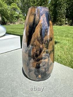 Cat's Eye Flambe Glazed Arts & Crafts Mission Style Cabinet Vase Metallic Luster