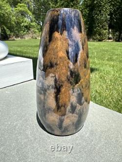 Cat's Eye Flambe Glazed Arts & Crafts Mission Style Cabinet Vase Metallic Luster