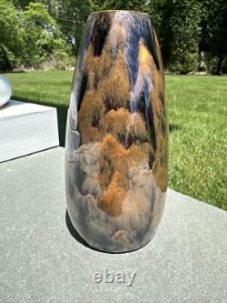 Cat's Eye Flambe Glazed Arts & Crafts Mission Style Cabinet Vase Metallic Luster
