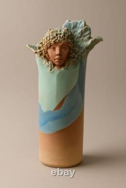 Ceramic Face Saint P. R. Vase Signed