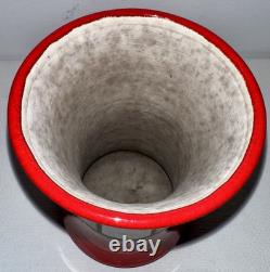 Charles Chrisco Raku Pottery Crackle Glazed Vase Signed Red Black White + Papers