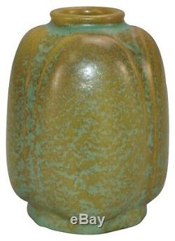 Chicago Crucible Pottery Arts and Crafts Mottled Glaze Large Leaf Ceramic Vase