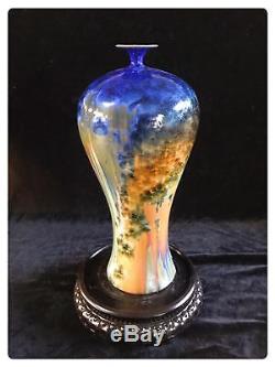 Chinese Flambé Crystalline Glaze Ceramic Mordern Art Pottery Vases Collectibles