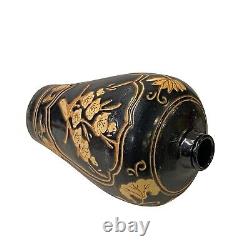 Chinese Ware Black Brown Glaze Ceramic Flower Vase Display Art ws3027