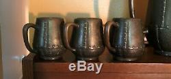 Clewell Copper Clad Pitcher and Six Mugs Set Arts and Crafts