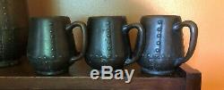 Clewell Copper Clad Pitcher and Six Mugs Set Arts and Crafts