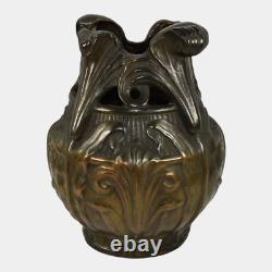 Clewell Vance Faience 1900s Arts And Crafts Pottery Copper Clad Bronze Vase 189
