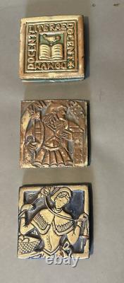 Collection of 3 Mercer Art Pottery 4 Tiles Arts & Crafts Style